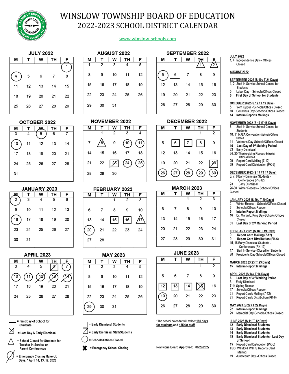 2022-2023 School District Calendar